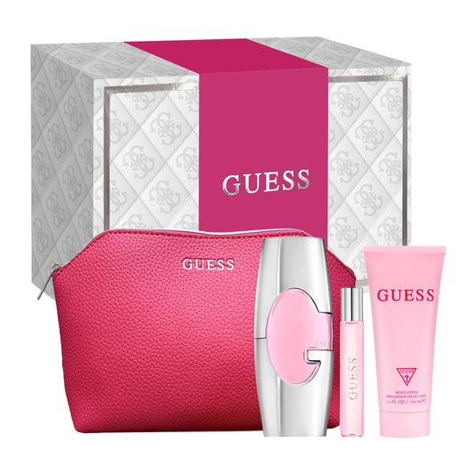 Guess 2.5oz EDP Spray, 0.5oz EDP Spray, 3.4oz Body Lotion, Pouch Women 4 Pc Gift Set